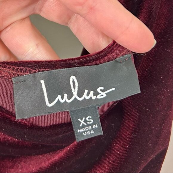 LULU's Women’s Avion Mini Slip Dress Velvet Cowl Neck Maroon Burgundy bodycon XS - Picture 13 of 16